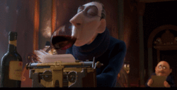 halloweenjackconnell:  One of the best jokes from Ratatouille - wine too expensive to spit out in disgust. 
