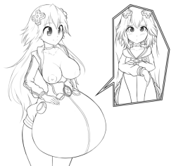 starcross-nsfw:  For this sketch it was requested I draw Adult Neptune with a belly full of regular Neptune. 