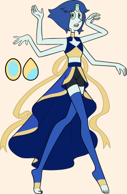 mistresspoptarts:   fan fusion of lapis+pearl =rainbow moonstone :0i tried to do it in su style so it took 10458958 years also some doodles:  she has two tongues 