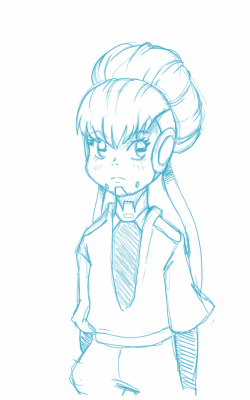 Warm-up tablet sketch of Adelie from Space Dandy (eps. 5)