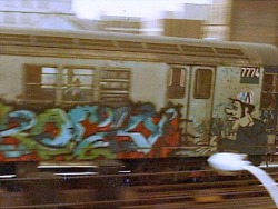 nyc-subway-graffiti:  ROCKY (KASE 2). A car with SEEN TC5 as MUGSY. Photo props unknown  DIRTY OLD NEW YORK 🇺🇸