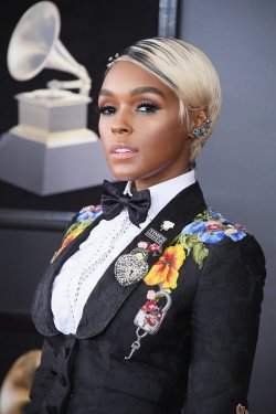 monaedroid:  Janelle Monáe  attends the 60th Annual GRAMMY Awards  Madison Square Garden , New York City  January 28, 2018  