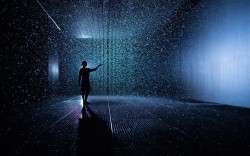 dysphorism:  twinkletwinkleyoulittlefuck:  hiddlestonhug:  stridersan:  d-ick-deactivated20161222: The Rain Room is a 100 square metre field of falling water which visitors are invited to walk into. Sensors detect where visitors are standing, and the