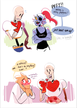 owls-parliament:  bedsafely:  got an undertale prompt for “papyrus getting dating advice from other characters” and it got kind of out of hand whoops idk if sans will ever be ready  omgosh 