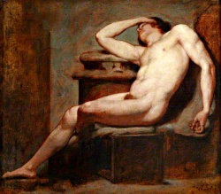 sculppp:William Etty (1787 – 1849) Academic Study of a Reclining Male Nude Asleep 1786