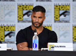 celebsofcolor:Ricky Whittle speaks on stage during Entertainment Weekly’s ‘Brave New Warriors’ Panel at San Diego Comic-Con 2017 at San Diego Convention Center on July 21, 2017 in San Diego, California.