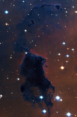 thedemon-hauntedworld:  NGC 281 - Bok Globule NGC 281 is an H II region in the constellation of Cassiopeia and part of the Perseus Spiral Arm. It includes the open cluster IC 1590, the multiple star HD 5005, and several Bok globules. NGC 281 is also known
