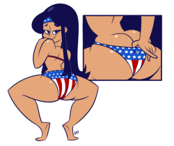 eternalshotacentral: 4th of July 2017: Blue Moon COMMISSIONED ARTWORK done by: @lookatthatbuttyo Concept and idea: me The first 4th of July themed pinup kicks of with my OCs, Blue Moon.  Who was born on the 4th of July!!   