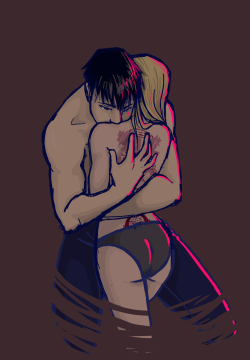 bookshelpmescape:  Tbh I think Roy didn’t completely finish scarring all of Riza’s back because he really couldn’t bear to hurt Riza. And he probably hates himself for it. For first of, hurting someone he loves so dearly, and secondly, for being