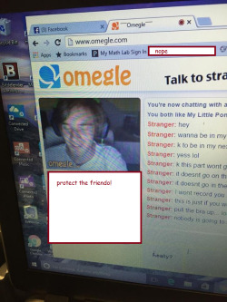 4k-ultra:  therealjacksepticeye:  vegetasvajayjay:  There’s a fake PewDiePie going around on Omegle coercing girls to take off their clothes on camera. My friend just sent this picture to me (She didn’t fall for it, thankfully). It’s NOT @pewdie.