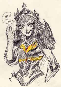 jowah: DVA The Destroyer looks amazing I had to insta sketch her ASAP!! Edit! I am aware that her armor isn’t correct but I had a low res image when I drew this!  