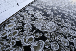 Untrustyou:  A Pedestrian Walked Along The Banks Of The Neris River As Temperatures