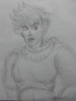 Joseph Joestar in the cold drawn from pure uncut memory I got interested in drawing his face but I tried to give him a body too, I dunno I think it turned out alright! I dunno I guess I&rsquo;m in a jojo mood today!!!!!