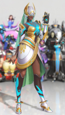 leeterr:  Pretty nice new skins and emotes.Symmetra has a facefuck helmet with handles now. I approve.I wish I could see more of her brown thighs though.