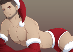 gasaiv:Trying to finish this but idk I have errands to run , but Christmas Gladiolus . I will be doing a jockstrap and thong and normal outfit version for Patreon !!