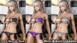   Mini Bikini Mod Update (7BO)ミニビキニmodをプチアップデートしました。Bikiniを一着追加しました。  ( 3 colours )  某ゲームの某キャラの某水着ぽいのを作りました。Omake Tshirtを追加しました。 