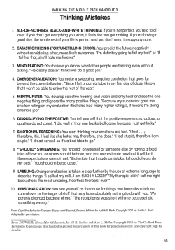 avpdcommunity:  When “walking the middle path”, or finding the balance with black-and-white thinking, it’s important to distinguish potentially harmful thinking patterns. Above is a list of the common thinking patterns that DBT tries to combat. 