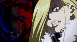 the12thprince:  Fullmetal Alchemist Brotherhood Screen Shots      EP.33# - Olivier Mira Armstrong and Edward Elric 