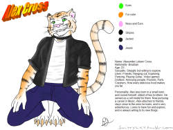 Alex Cross Reference Sheet:Fursona / Tiger OCYep. Old old furry from back in the day. He needed a revision, glad to bring him back! Expect to see more of him soon!Cherry and Zane eat your hearts out.