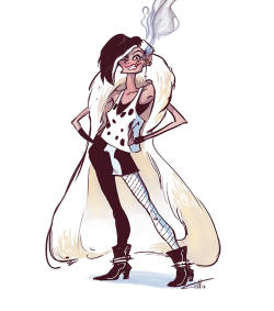 coppervos: So, I’m going to try and participate with Sketchdaillies over on twitter. God knows I can use the practice, plus it just looked like fun. I’m gonna start with a punk/rock-ish version of Cruella De Vil! 