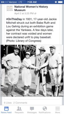 thebluelip-blondie:  skeptikhaleesi:  brownglucose:  nextyearsgirl:  The absence of women in history is man made.  How petty  just look at babe ruth’s face tho so confused so lost i love it  pure hater shit 