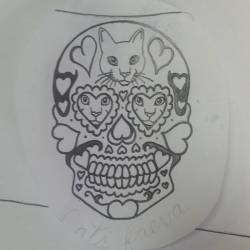 Got a stencil ready for a hearts cats day o the dead skull. Cats faeva. #art #drawing #skulls #dayofthedead #cats #hearts #artistsontumblr #artistsoninstagram  (at Raven&rsquo;s Eye Ink)
