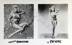 Lilly Christine      aka. &ldquo;The Cat Girl&rdquo;..  Vintage promo postcard personalized: “To Bill — Best Wishes! &ndash;  Lilly &lsquo;Cat&rsquo; Christine ”.. 