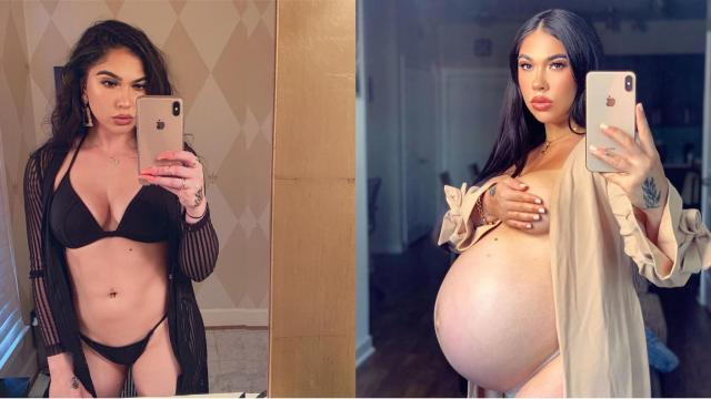 asherthesinner:pregnantwanabe3:The first pic is from the day I impregnated my secretary the other is 8.5 months later (my wife now). 