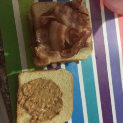 Pb &amp; Bacon sandwich hey there is a first time for everything!!!!   #bacon #peanutbutter #sandwich