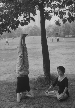 hauntedbystorytelling:  Leonard Mccombe :: People practising yoga in Central Park, NYC, June 20, 1961. For Life magazine. / src: Time-Life  