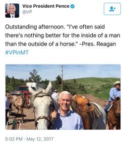 mojave-wasteland-official: thelarkascends:  mojave-wasteland-official: No, Mike Pence got fucked by a horse. How else do you get the outside of a horse inside a man?  Better?  Much.   It&rsquo;s back.
