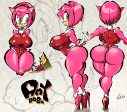 brendancorrism:Sorry, haven’t posted anything here in mad long. Here’s a few pics I did of Amy from Sonic a year or two ago. The one on the far left is actually from longer ago than that, though, it was just never colored until then. I was originally