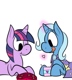 ask-twilight-and-trixie:  Happy Hearts and Hooves Day!  So cute &gt;w&lt;