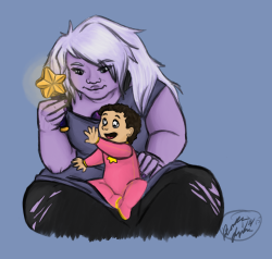 scarves-and-jumpers:   Steven, as it turned out, loved shiny things. At an early age, just the shine of the gem on Pearl’s forehead or the glint of Garnet’s sunglasses would be enough to get him reaching for them, cooing and gasping and wanting.