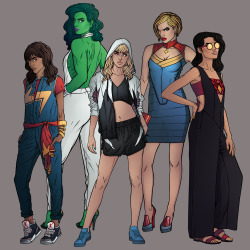 chrispandart:  Marvel Fashion Serie first set of 5 Kamala Khan, Jennifer Walters, Gwen Stacy, Carol Danvers, Jessica Drew 