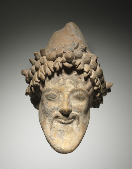cma-greek-roman-art: Head of Bearded Dionysus, 6th Century BC, Cleveland Museum of Art: Greek and Roman Art Size: Overall: 20.7 cm (8 1/8 in.)Medium: terracottahttps://clevelandart.org/art/1951.27 