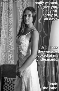 flr-captions: I really wanted to give you a day off. Caption Credit: Uxorious Husband Image Credit: https://pixabay.com/en/woman-pretty-girl-wedding-dress-410346/ 