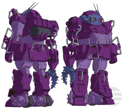 yodawgiheardyoulikemecha:   ATM-09-SWC VIOLET VIPER  Violet Viper “Violet Viper” that Jubier pop love machine. A custom machine based on the ATM-09-SS, but its appearance has been greatly changed, and its main feature is the right arm with a built-in