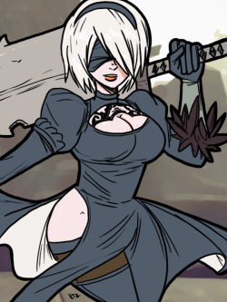 eyzmaster: NieR - 2B by theEyZmaster  I kind of need to play both the old and the new NiER game now!    ;9