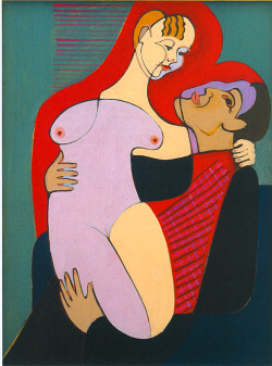 herzogtum-sachsen-weissenfels:  Ernst Ludwig Kirchner (German, 1880-1938), Großes Liebespaar (Ehepaar Hembus) [Great Lovers (The Hembus Couple)], 1930. Oil on canvas, 151 x 112 cm. 
