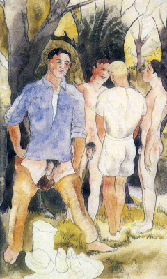 thefagmag:  Cruising the woods   Four Male Figures, c. 1930 by Charles Demuth   