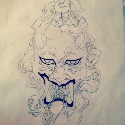 monsterinsides:  Expect this to be on a shirt soon #ink #oni #hannya #dokebi #dorkebi #drawing