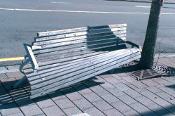 plaidcushion:  Today i saw a bench that looked like it was supposed to be a really cool art piece but on further inspection had just been hit by a car 