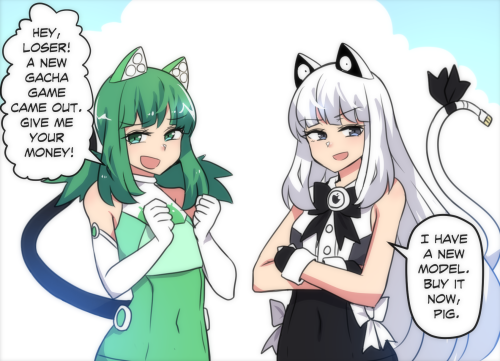 merryweather-comics:  Android-Chan and iOS-Chan meet an indestructible and immortal challenger