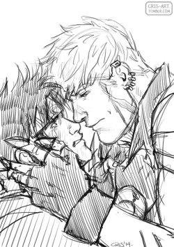 cris-art:  &ldquo;No&rdquo;, A sketch Wiccan and Hulkling.I hope you like!  