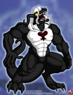 Anubis Werewolf asked me to color and shade the sketch he got of his character, The King of the Shadows, from Cybercat. So here he is in all his roaring glory!Line Art © CybercatKing of the Shadows © Anubis WerewolfColoring © Cashew LouIf you would