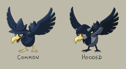 tomasusmenagerie:  I’ve been on holiday so I think I might be behind the times with these, but whatever – here are some Murkrow variations, ‘cause I’m such a crow-nerd.