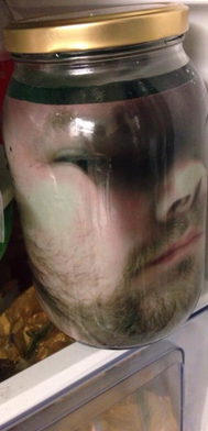 sixpenceee:  A man prints a photo of his face and places it in a jar with green water to scare his wife during Halloween. Do you want to scare your friends &amp; family too with this prank? Here’s a website that tells you how (Website) 