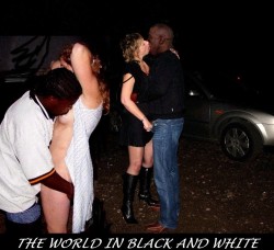 The world in black and White - Some wives and stranger black guys at a swinger parking lot