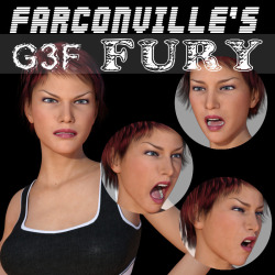 FURY!   This set is  furious expressions FOR G3F. Special facial expressions  meticulously made for the Female Genesis 3, ready to be used in DAZ  Studio 4.8 or greater. This product is 39% off until 9/30/2015! Genesis 3 Female FURYhttp://renderoti.ca/Fur